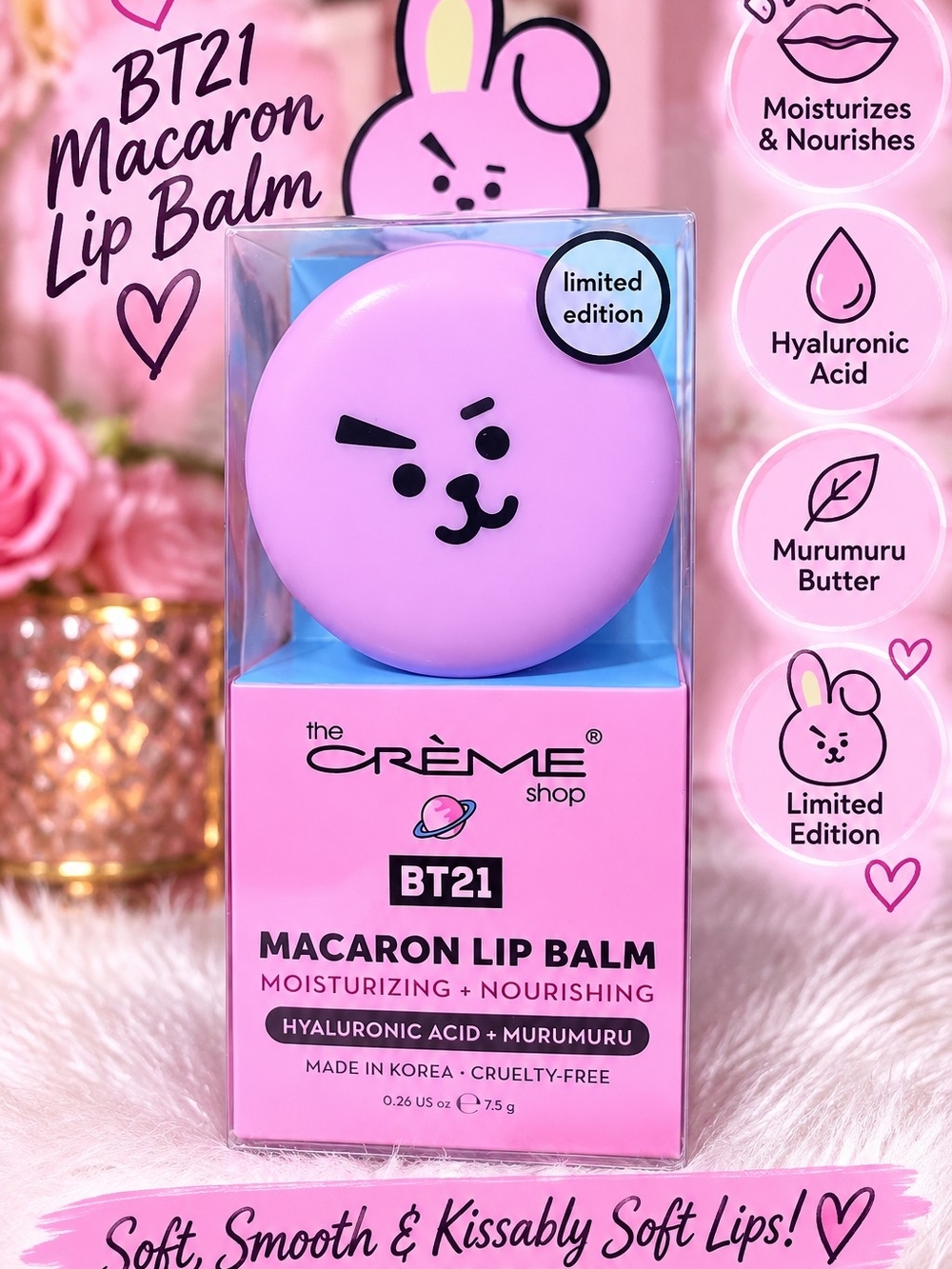 BT21 Macaron Lip Balm by The Crème Shop - Pink